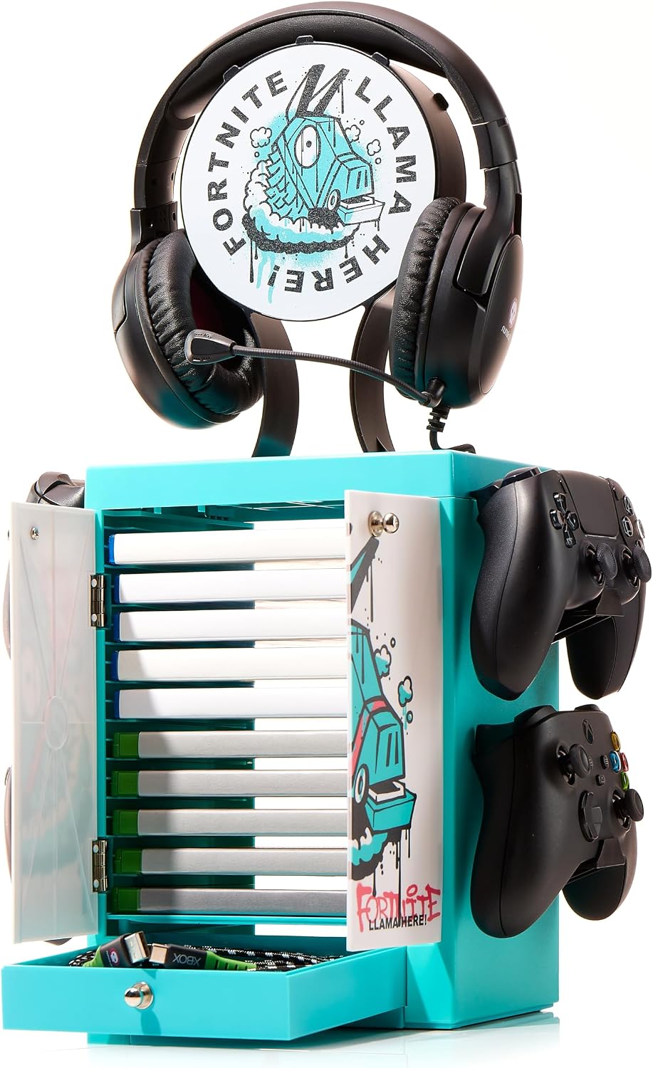 Numskull Offizieller Fortnite Gaming-Schrank Controller-Halter &amp; Headset-Ständer für PS5, Xbox Serie
