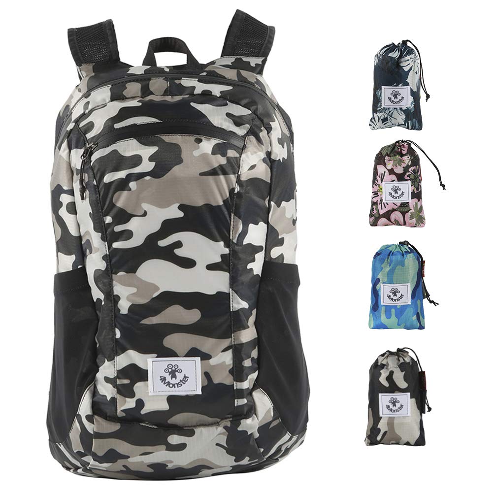 4Monster Faltbarer Rucksack Ultra Leicht, Unisex Tagesrucksack Outdoor, Wasserdichter Wanderrucksack