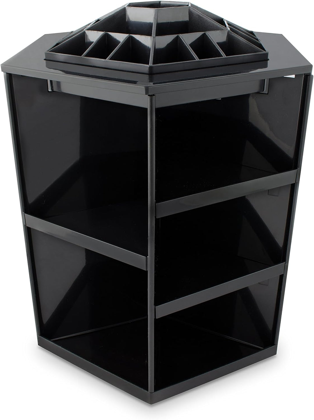 Grinscard Kosmetik Organizer Drehbar - Schwarz 32 x 27 x 27 cm - Kosmetikständer Make-up Aufbewahrun