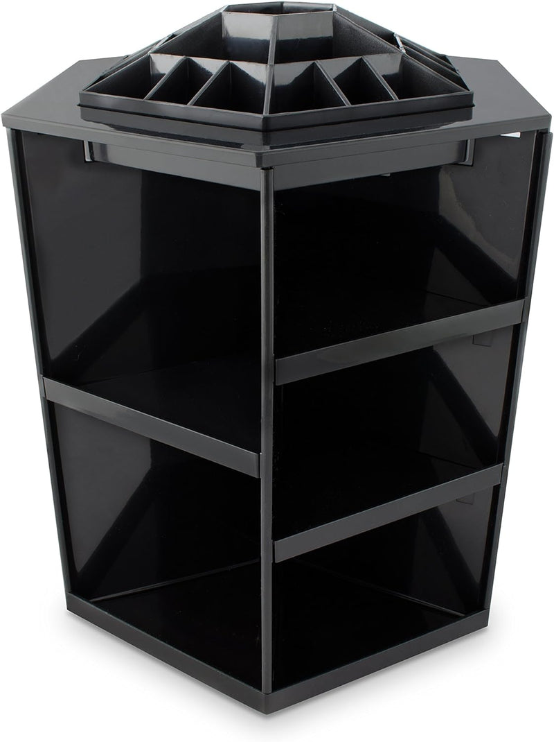 Grinscard Kosmetik Organizer Drehbar - Schwarz 32 x 27 x 27 cm - Kosmetikständer Make-up Aufbewahrun