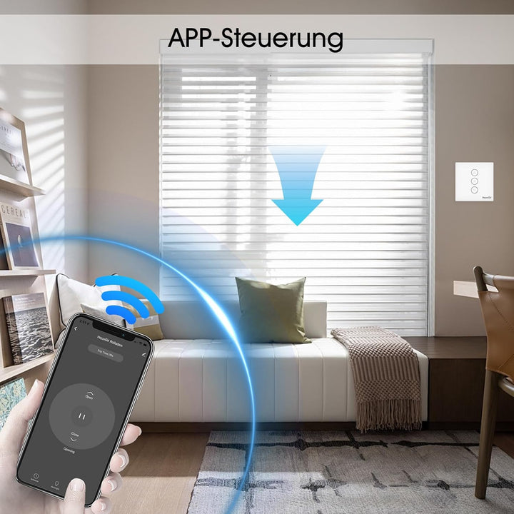 HeuxGir WLAN Rolladenschalter，Smart Rolladen Zeitschaltuhr Kompatibel mit Alexa und Google Home，Neut