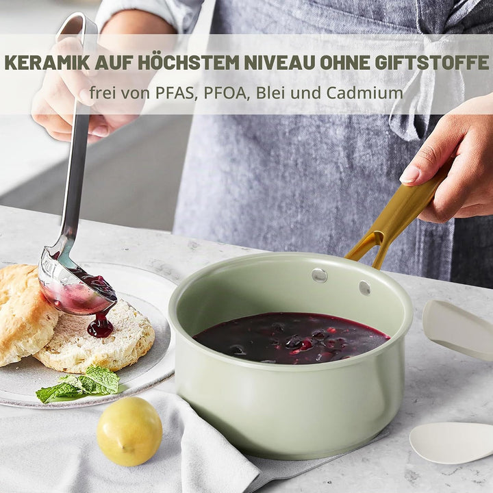 RIOVARM Induktion Töpfe und Pfannen Set mit Deckeln, Keramik Antihaft beschichtung Kochgeschirr-Set,
