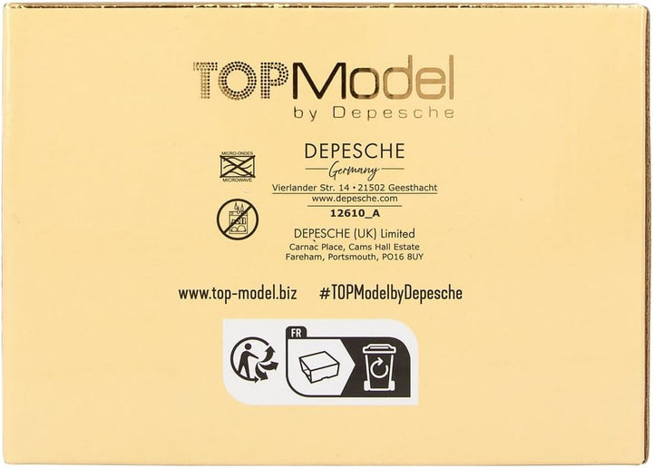 Depesche 12610 TOPModel Snap Shots - Tasse mit ModelMotiv und Goldaufdruck, Trinkbecher aus Porzella