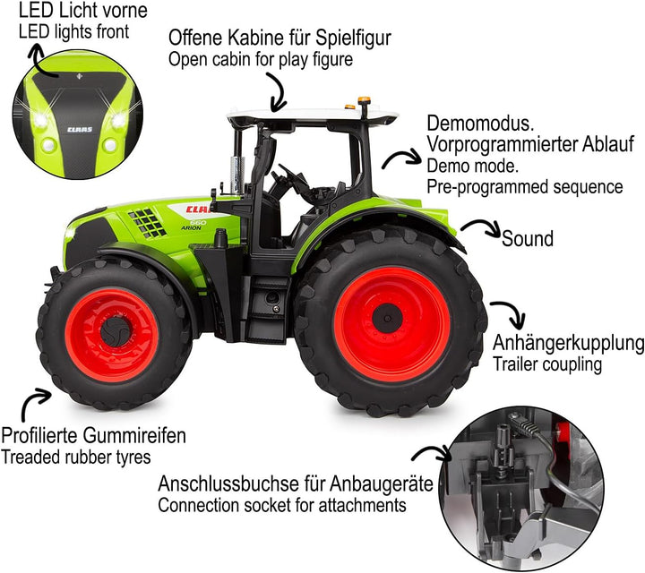 JAMARA 405350 Claas Arion 660 1:16 2,4GHz - Spielzeug Traktor ferngesteuert, RC Traktor für Kinder,