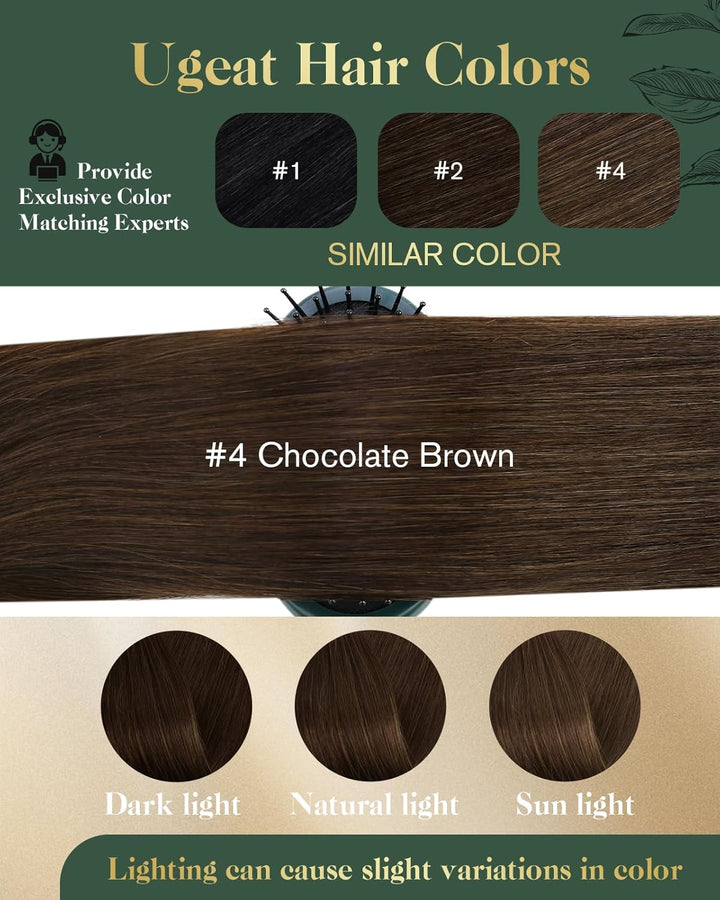 Ugeat Echthaar Clip in Extensions Schokobraun Clip Extensions Echthaar 30cm Clip in Extensions Braun