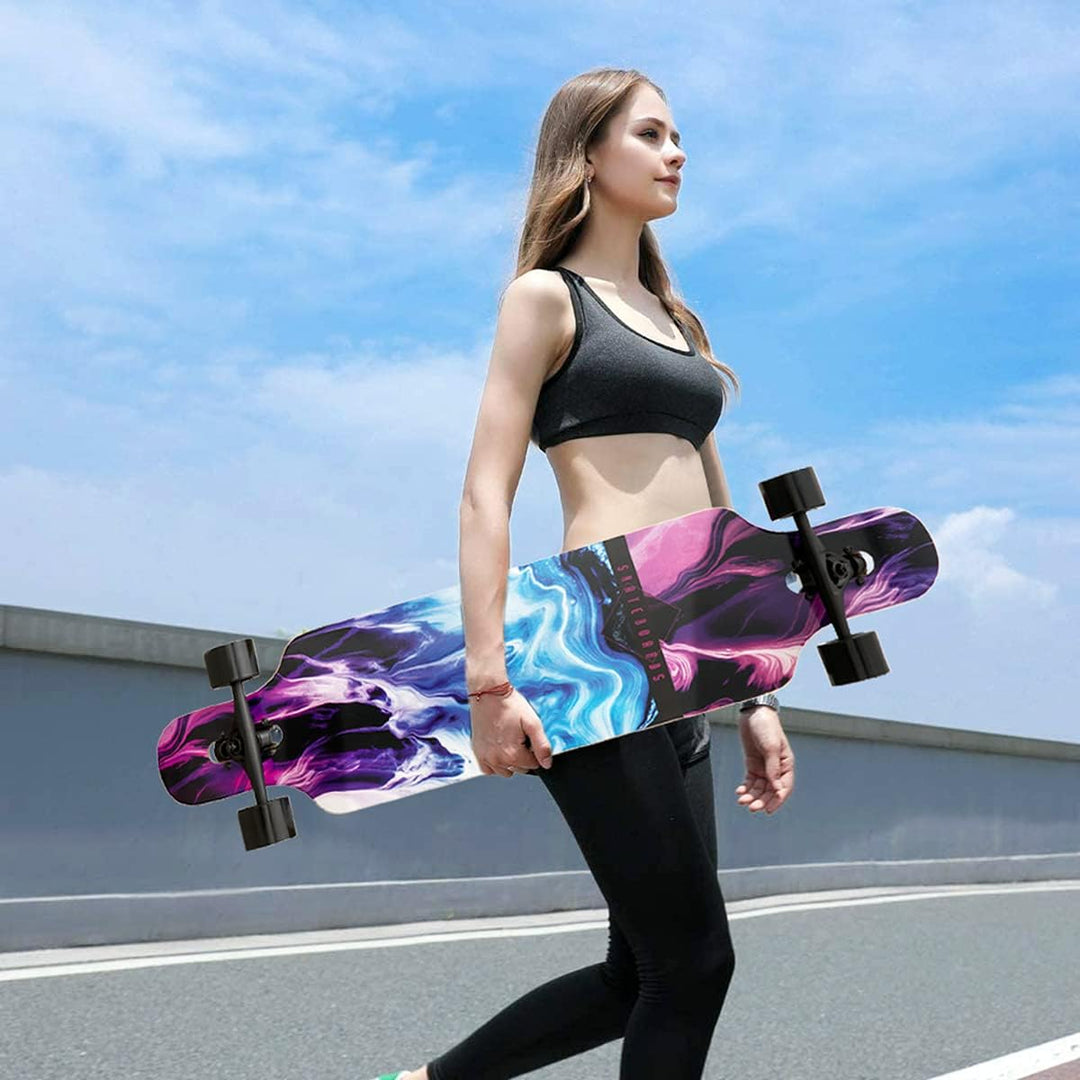 Longboard, 8-lagigem Ahornholz Cruiser komplettes Skateboard,Longboards für mädchen Erwachsene jung