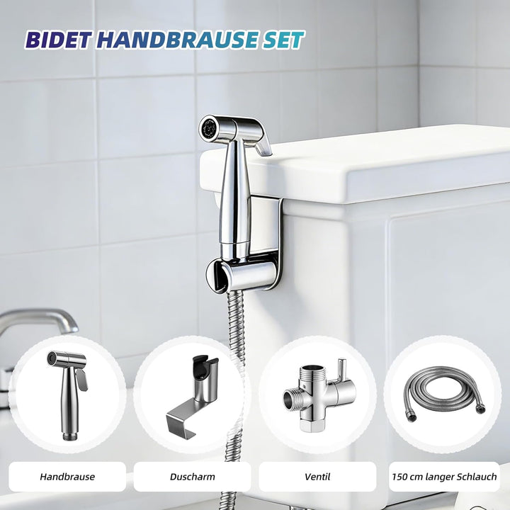 Bidet Handbrause Set, Edelstahl Hand Gehalten Sprayer, handbrause mit schlauch, Bidet Aufsatz für Du