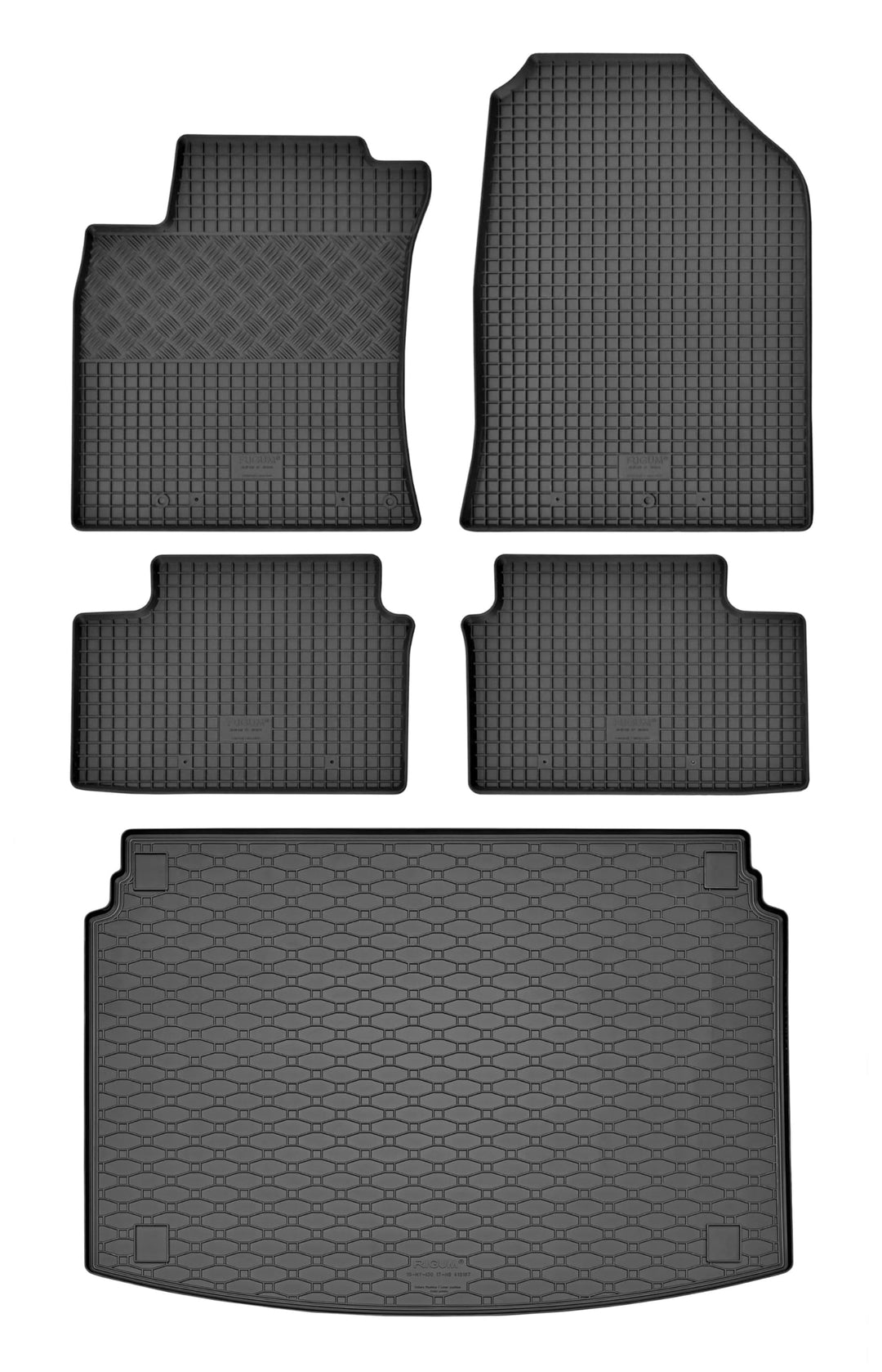 Passgenaue Kofferraumwanne und Gummifussmatten geeignet für Hyundai i30 Hatchback ab 2017 + Gurtscho
