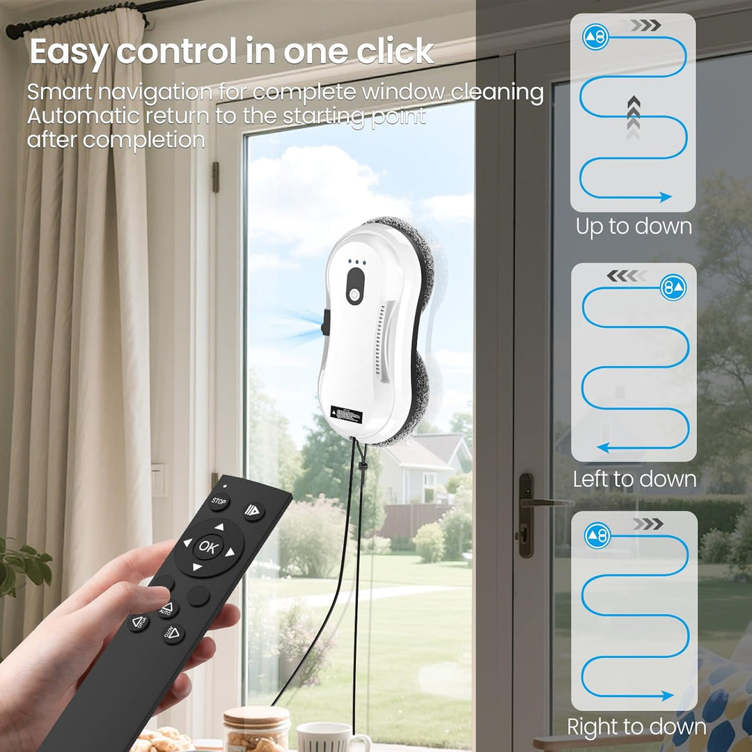 Fensterputzroboter,5600Pa Elektrischer Fensterreiniger,Fensterroboter mit Fernbedienung und Kantener