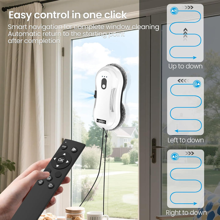 Fensterputzroboter,5600Pa Elektrischer Fensterreiniger,Fensterroboter mit Fernbedienung und Kantener