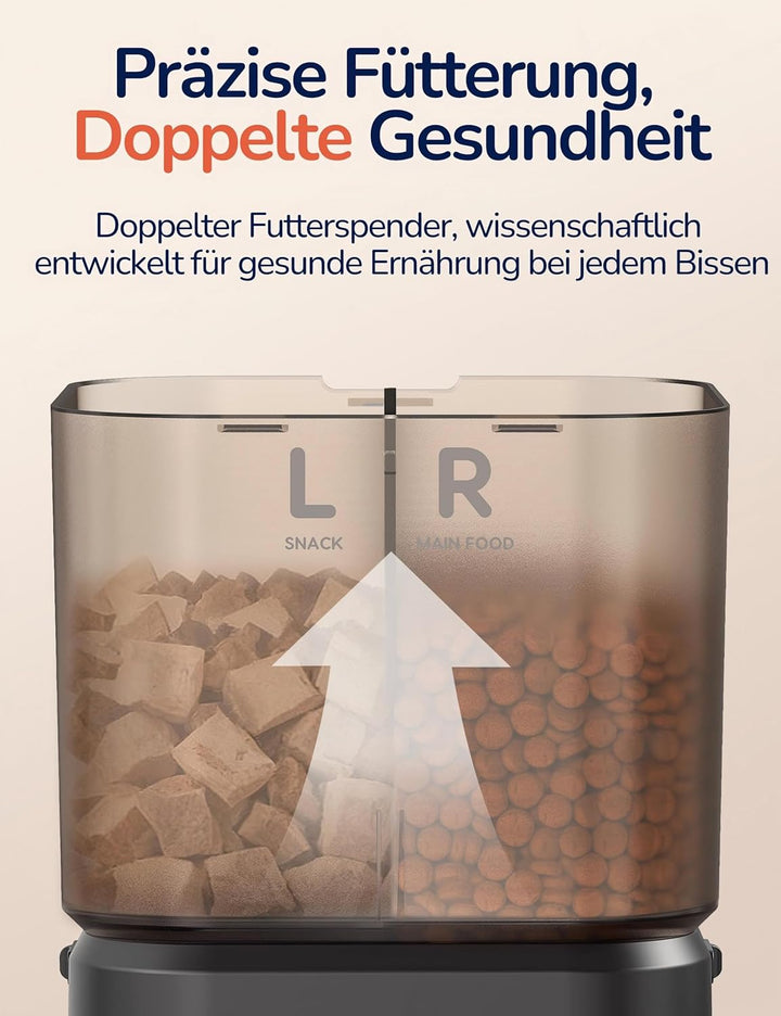 Futterautomat Katze 4L, PalNests Automatischer Futterspender für Katze und Hund mit Edelstahlnapf, D