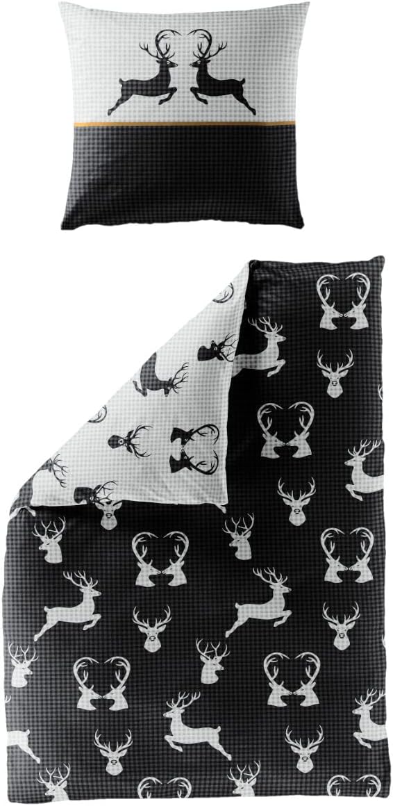 Bierbaum Bettwäsche Feinbiber Graphit Grösse 135x200 cm (80x80 cm) 135x200 + 80x80 cm Grau, 135x200