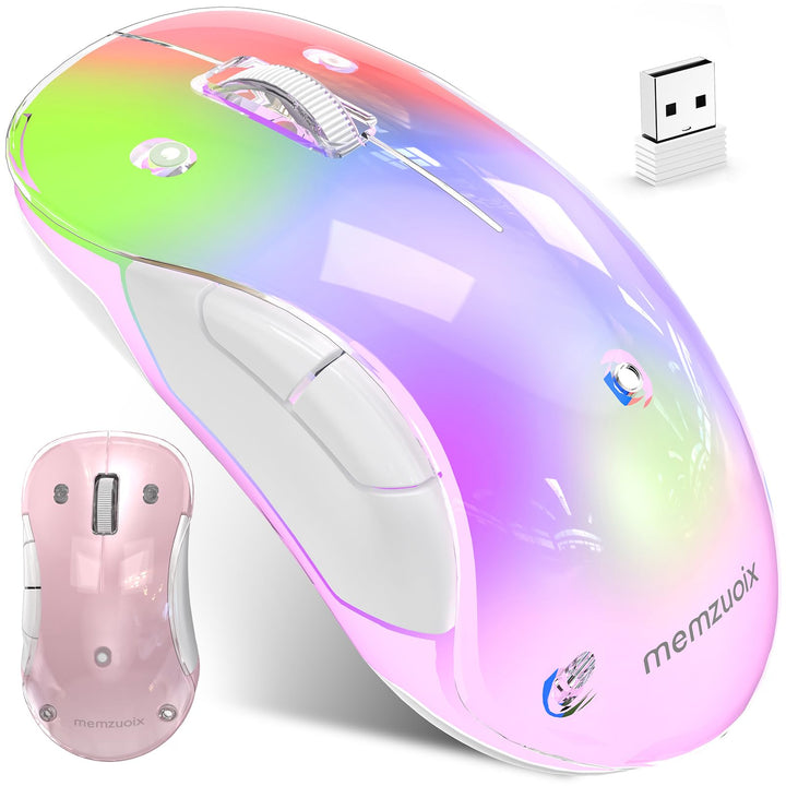 memzuoix LED Kabellose Maus – Wiederaufladbare 2.4G Optische Maus mit Magnetischer Abdeckung, Sanfte