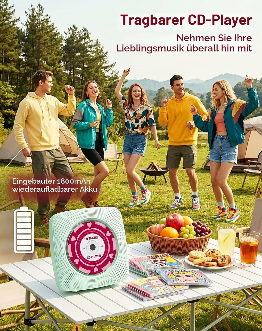 CD Player Tragbar Bluetooth Radio mit CD-Player mit Lautsprecher Unterstützung USB &amp; AUX-Wiedergabe