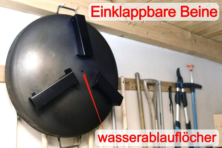 Köhko Feuerschale -Ø 55 cm Feuerschale aus Stahl mit Wasserzulauflöcher, Griffen und klappbare und a