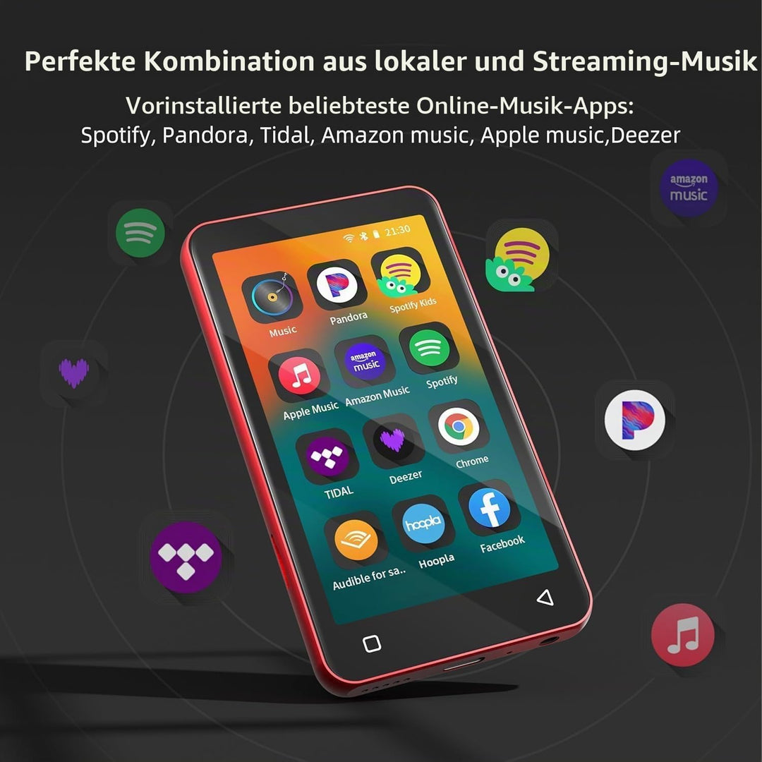 innioasis 16 GB MP3-Player mit Bluetooth und WLAN, MP3-Player, Apple Music, 4 Zoll Touchscreen, Andr