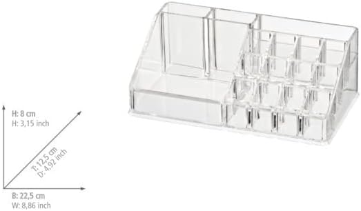 WENKO Kosmetik Organizer Femme - mit 16 Aufteilungen, Acryl, 22.5 x 8 x 12.5 cm, Transparent, 16 Auf