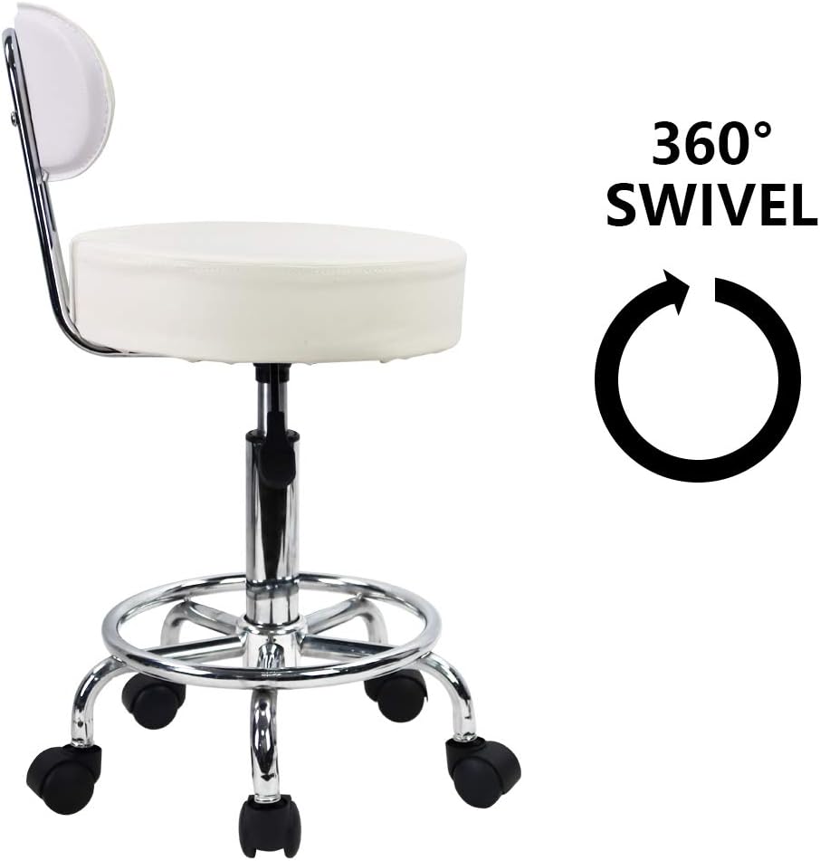 KKTONER Rollhocker Drehstuhl Bürostuhl, höhenverstellbar, Drehhocker mit niedriger Rückenlehne und F