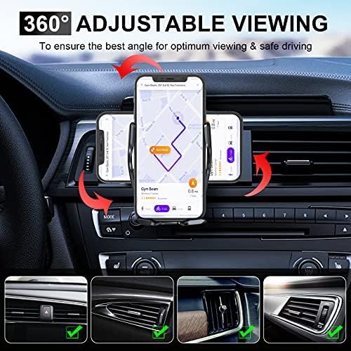 Wireless Car Charger, 15W Qi Fast Charging Auto-Clamping Car Mount Air Vent Phone Holder for iPhone