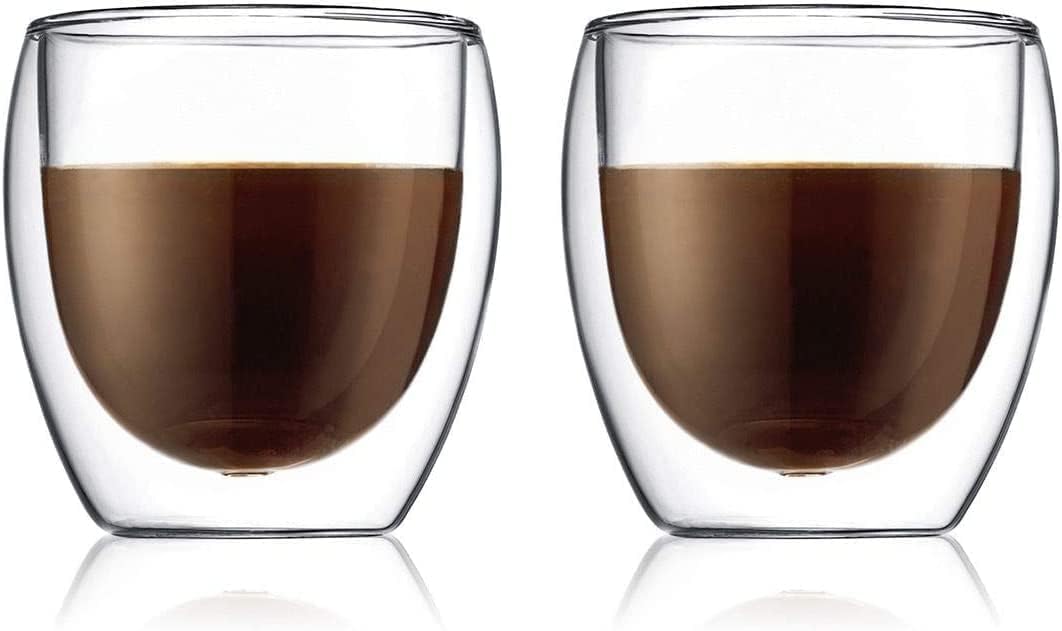 Bodum 4558-10-12 Pavina Gläser 6-er-Set 0.25 l doppelwandig, Transparent, 6 Stück (1er Pack), 6 0,25