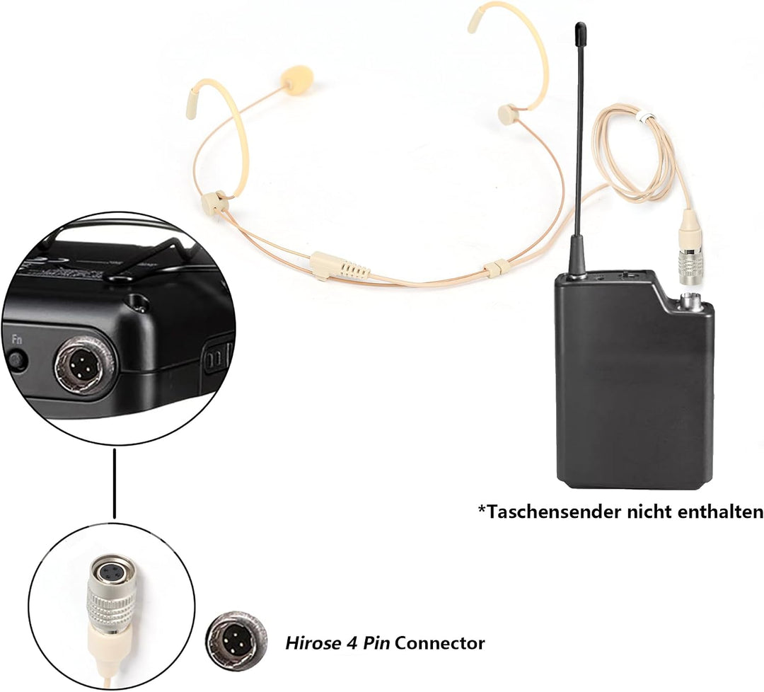 Kabelgebundenes Headset-Mikrofon, Doppeltes Over-Ear Kondensator-Kopfbügelmikrofon kompatibel mit Au