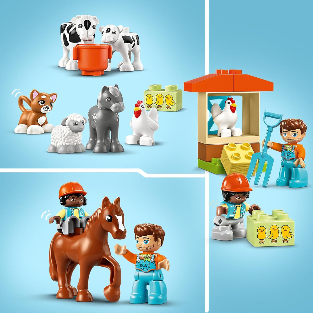 LEGO DUPLO Town Tierpflege auf dem Bauernhof, Spielzeug für Kinder ab 2 Jahre, mit Bauernhoftiere-Fi