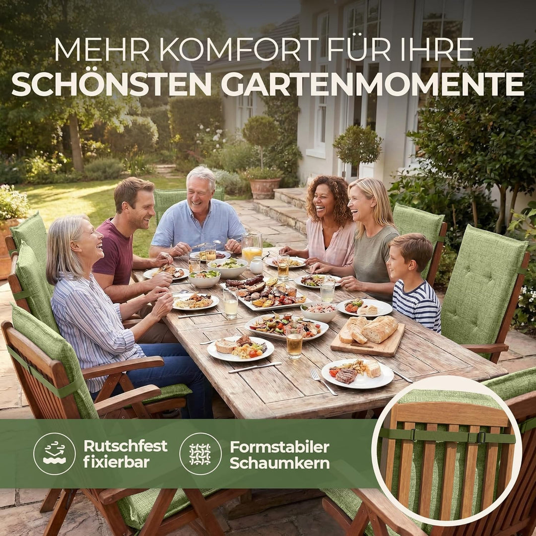 Florence Hochlehner Auflage – Gartenstuhlauflage Hochlehner mit Schaumstoff Polster, Outdoor Kissen