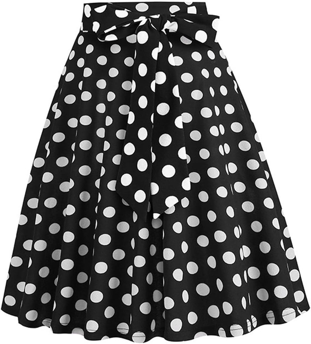 Dunkelblau Damen im französischen Retro-Stil, lässig, modisch, gepunktet, mit Gürtel Dalmatiner Kost