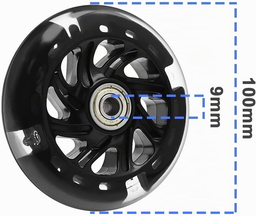 EMSea 4 Stück Roller Rollen Lautlos Leuchtende Kristallräder Schwarze Nabe mit Blinkenden Lagern 3 F