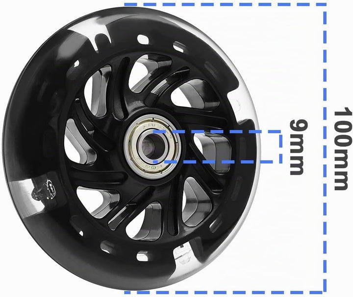 EMSea 4 Stück Roller Rollen Lautlos Leuchtende Kristallräder Schwarze Nabe mit Blinkenden Lagern 3 F