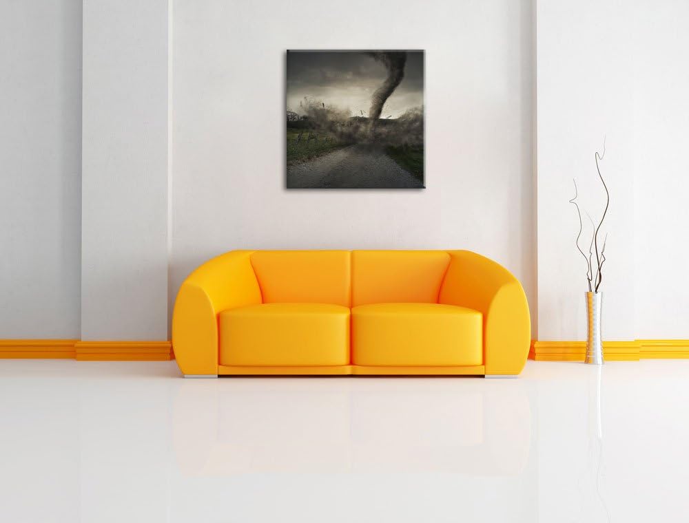 Pixxprint Tornado, Format: 70x70 auf Leinwand, XXL riesige Bilder fertig gerahmt mit Keilrahmen, Kun