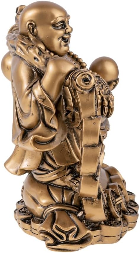Lachender Buddha 12x10x18cm Goldfarben, 12x10x18cm Goldfarben