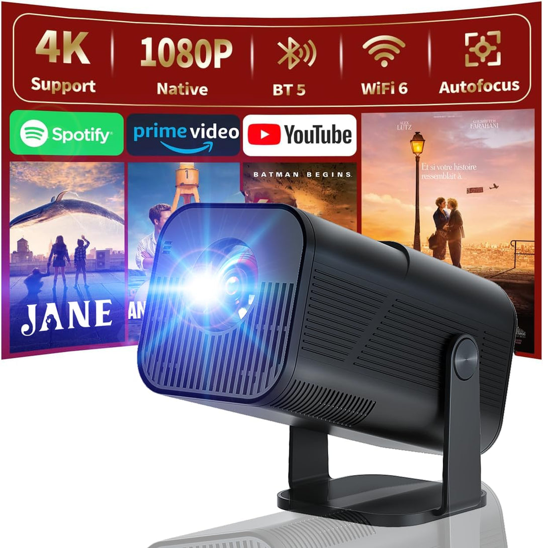 Mini Beamer mit Android 11, 720P HD Projektor, WLAN & Bluetooth, automatische Trapezkorrektur, tragb