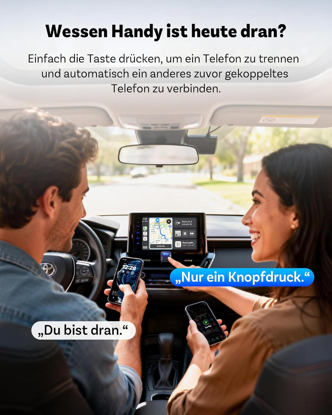 (2026 Aufgerüstet) OTTOCAST 2-in-1 Wireless CarPlay & Android Auto Adapter, Ottocast Mini Core mit E