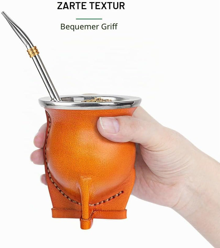 Argentinische Yerba Mate Tasse mit Keramik-Futter, Strohhalm, Tee-Kalabass, Tasse, eine Bombilla Mat