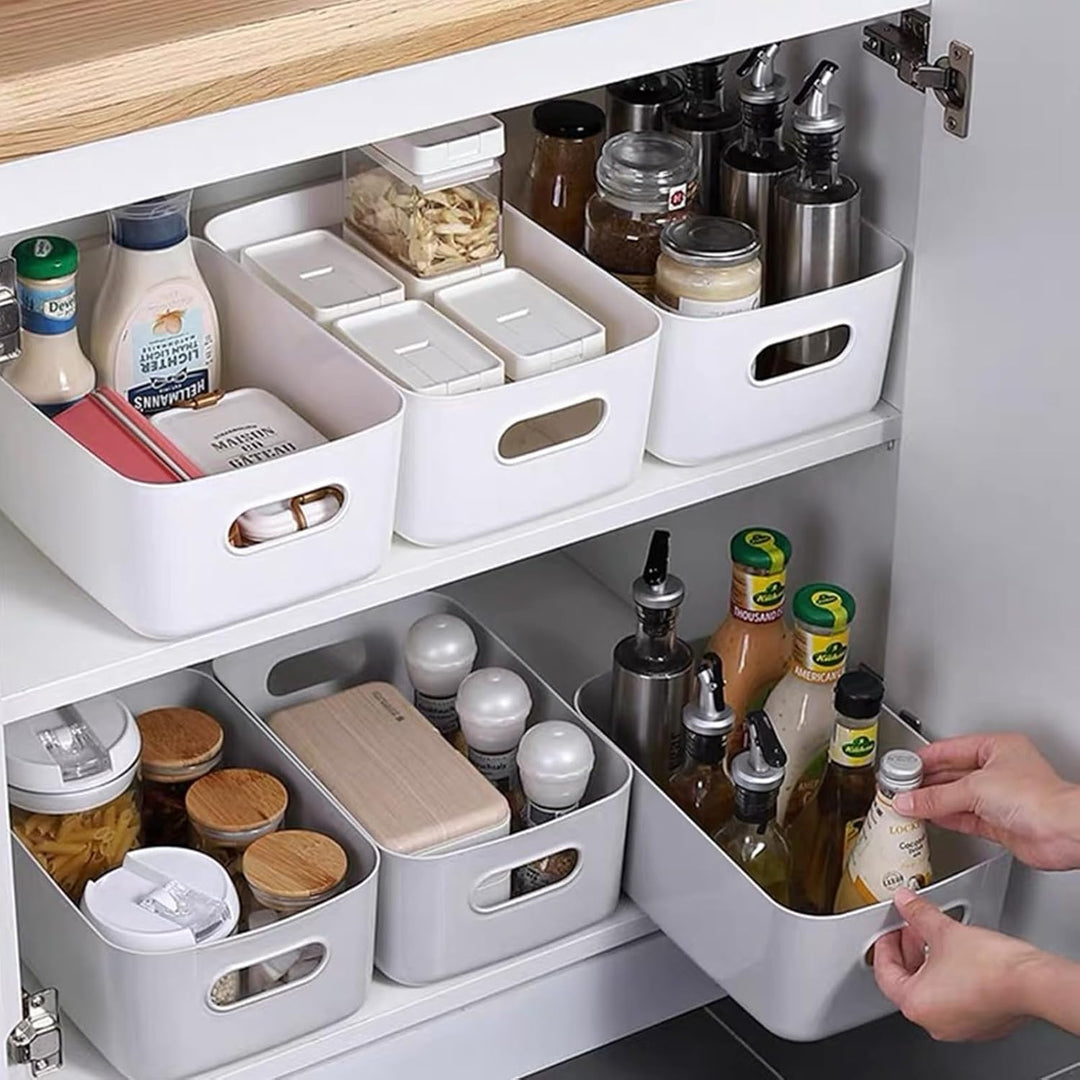 8 Stück Aufbewahrungsboxen aus Kunststoff, Stapelbare Aufbewahrungskorb, Küchenschrank Organizer mit