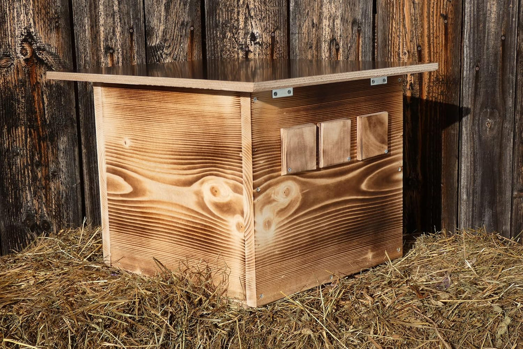 Premium Hummelkasten mit Wachsmottensperre, 2X Sichtfenster und Nistmaterial Wetterfest Bienenhaus H