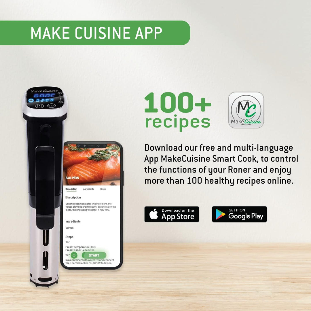 MakeCuisine - Roner Niedertemperatur- und Vakuumgaren - Roner sous vide - Wasserdicht - WIFI Verbind