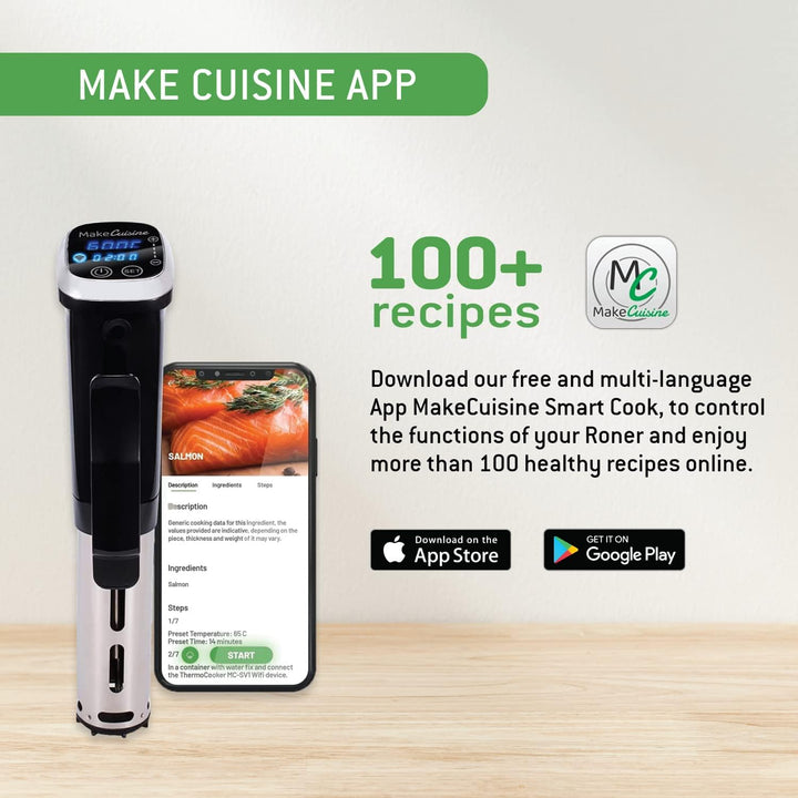 MakeCuisine - Roner Niedertemperatur- und Vakuumgaren - Roner sous vide - Wasserdicht - WIFI Verbind