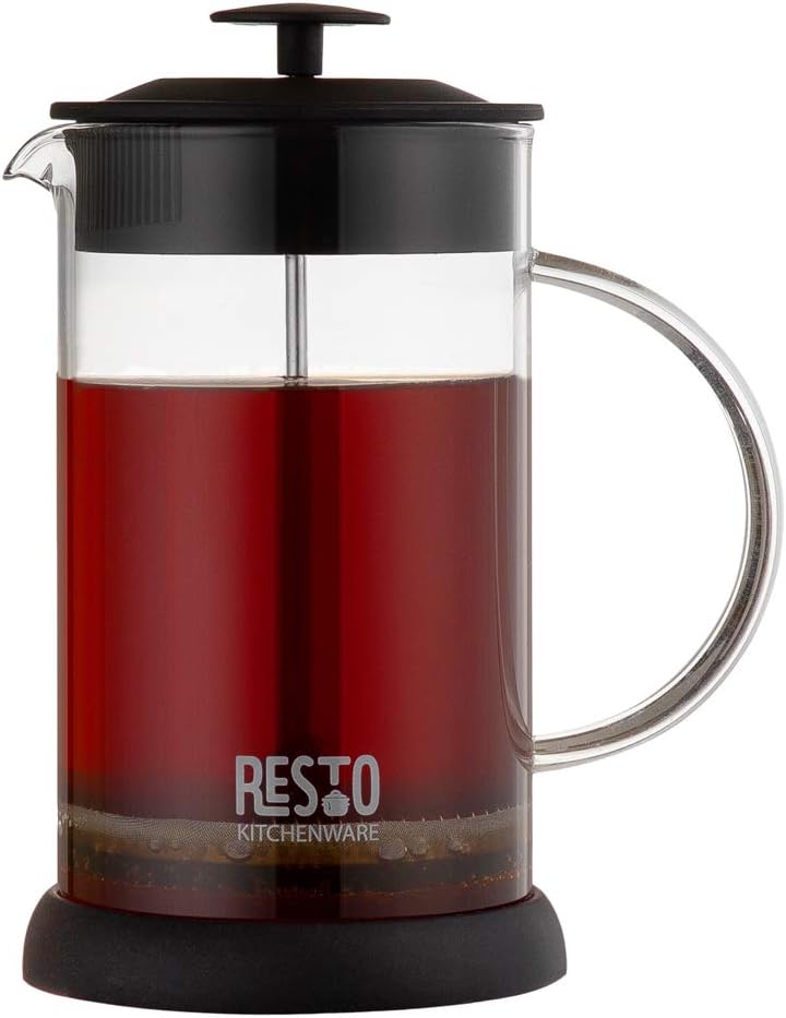 RESTO 90501 French Press System Tee und Kaffeebereiter aus hitzebeständigem Borsilikatglas mit Glasg