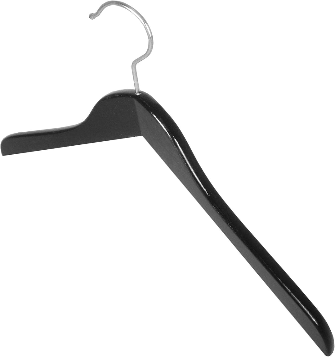 Kleiderbuegelshop24 Holzbügel für Oberteile, Blusenbügel, flach, 45 cm, schwarz, 5 Stück