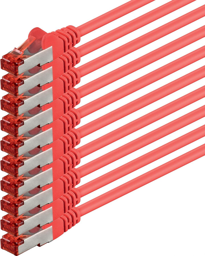 1aTTack.de 10x 10m - Cat 6 Netzwerk-Kabel Patch-Kabel Cat6 RJ45 SFTP - Rot