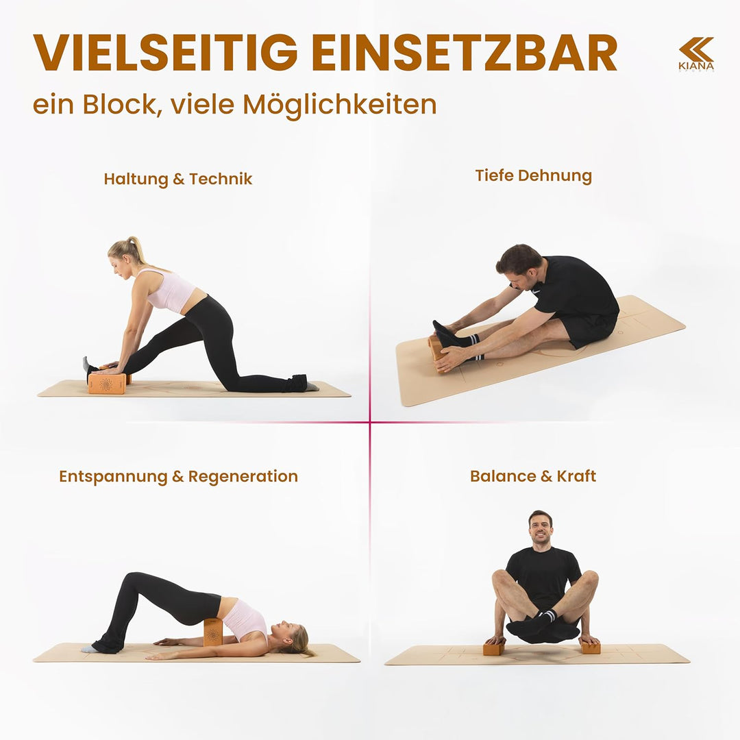 Yoga Block in Deutschland Entwickelt – Ergonomische &amp; Griffige Yogablöcke – Rutschfeste Pilates Blöc