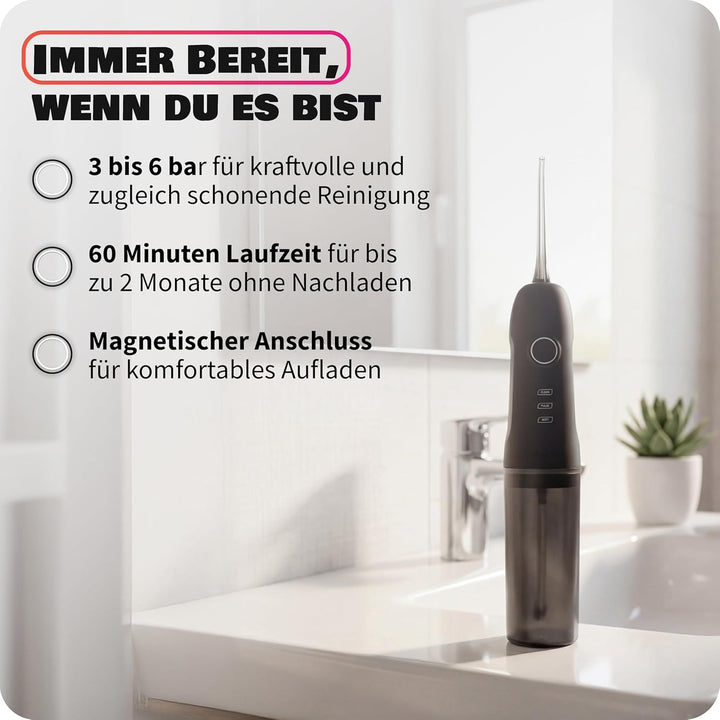 Zahnheld® Munddusche AQUADENT | Kabellos | Für unterwegs und zu Hause | Water Flosser | Fördert eine