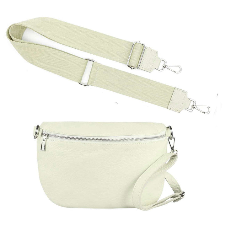 Made in Italy OBC Damen Set Gürteltasche + Schultergurt Leder Crossbody Hüfttasche Bauchtasche Umhän
