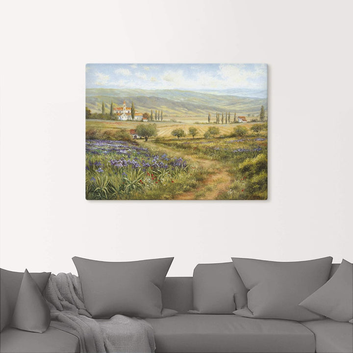 Leinwandbild Wandbild Bild auf Leinwand 80x60 cm Wanddeko Landschaft Provence Stadt Frankreich Natur