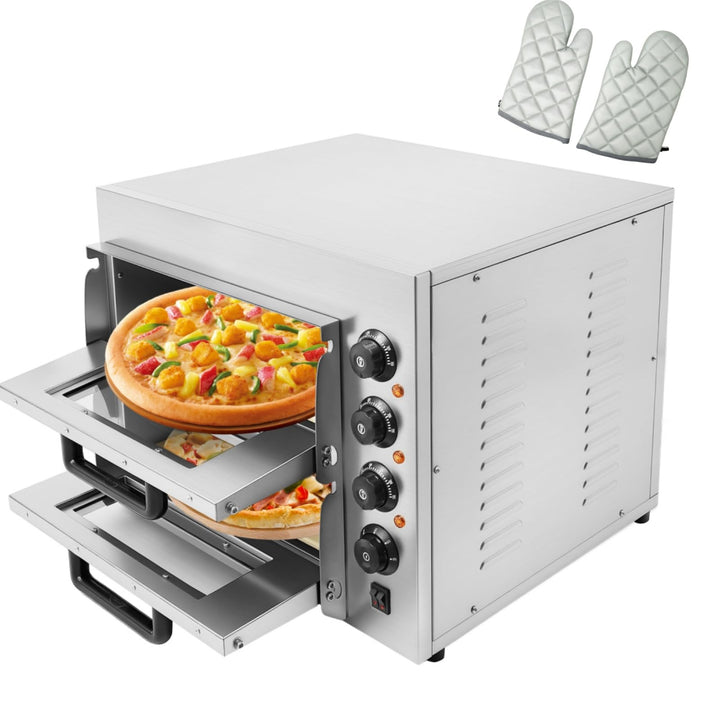 3000W Elektrischer Doppellagig Pizzabäcker | Gastro Pizzaofen Pizza Backofen | Kommerzieller Pizzaof