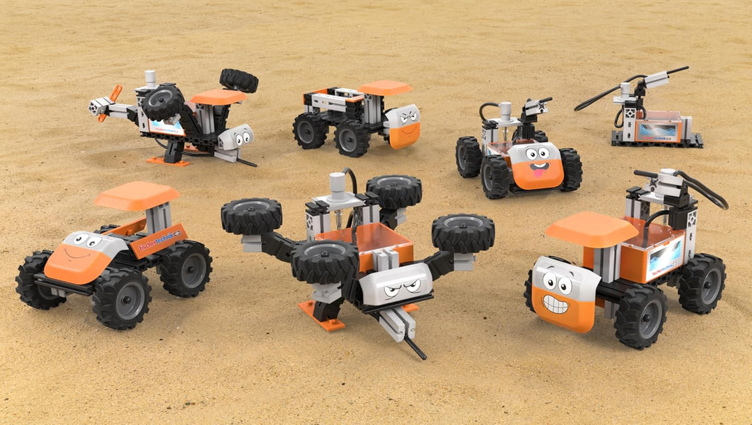 fischertechnik Junior Pro 576100 – Konstruktionsspielzeug für Kinder, Baukasten mit 7 Modellen inkl.