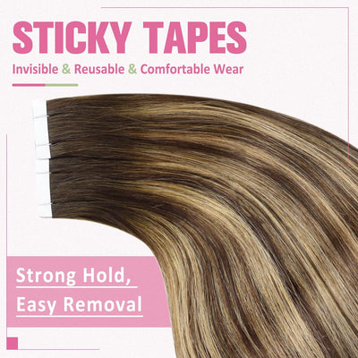 YoungSee Echthaar Extensions Tape Ombre Tape in Extensions Echthaar Kurz 30 cm Tape Haarverlangerung