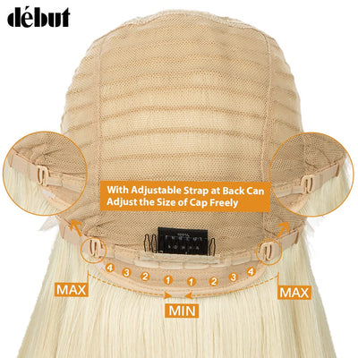 DÉBUT Lace Front Perücke Super lange Glatte Perücke für Damen 95 cm 260g Kunsthaar Hitzebeständige F